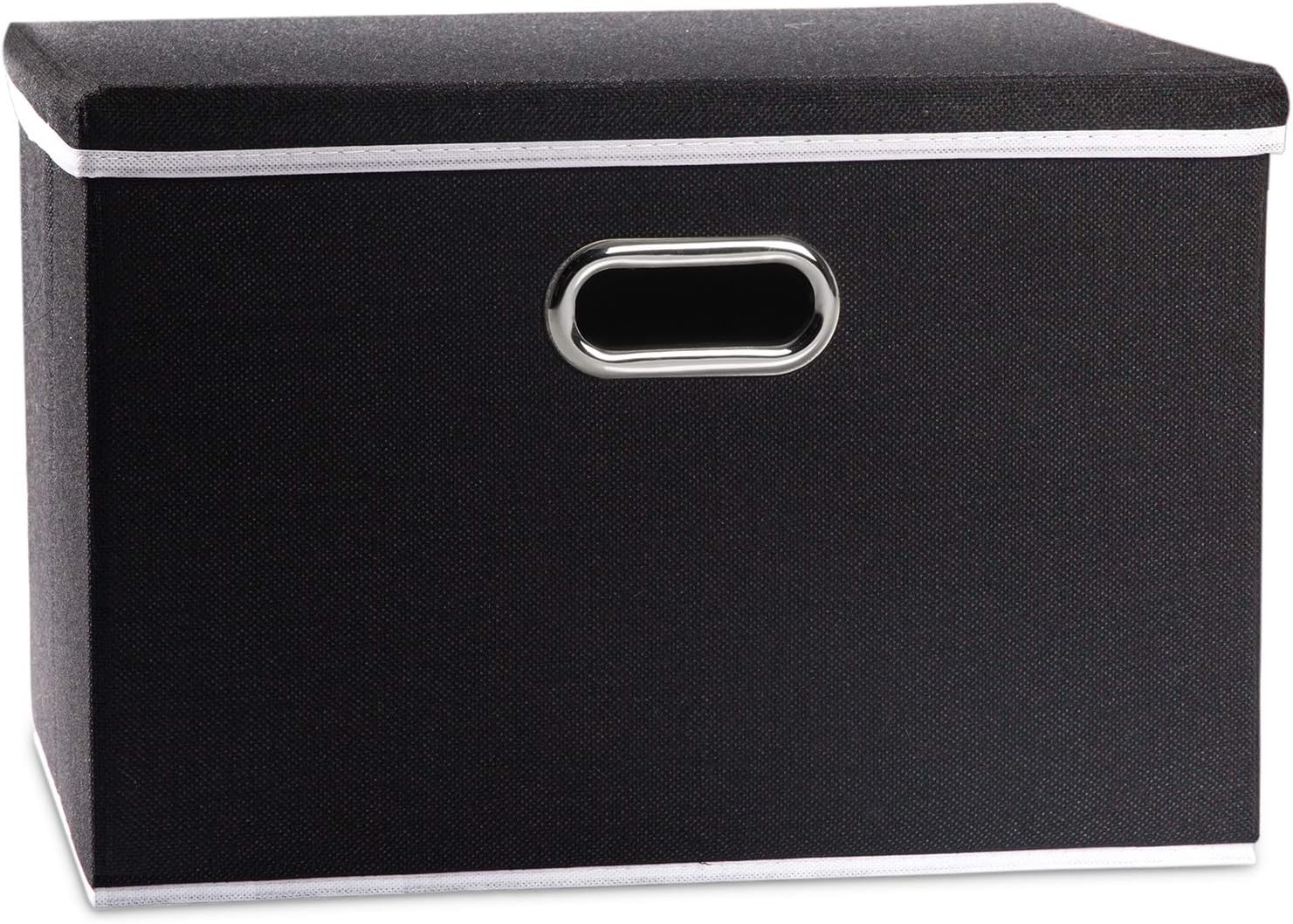 PRANDOM Collapsible Storage Containers with Lids [5-Pack] Linen Fabric Foldable Storage Bins Boxes Organizer Baskets Cube with Cover for Home Bedroom Closet Office Nursery (14.9x9.8x9.8) Pack of 2