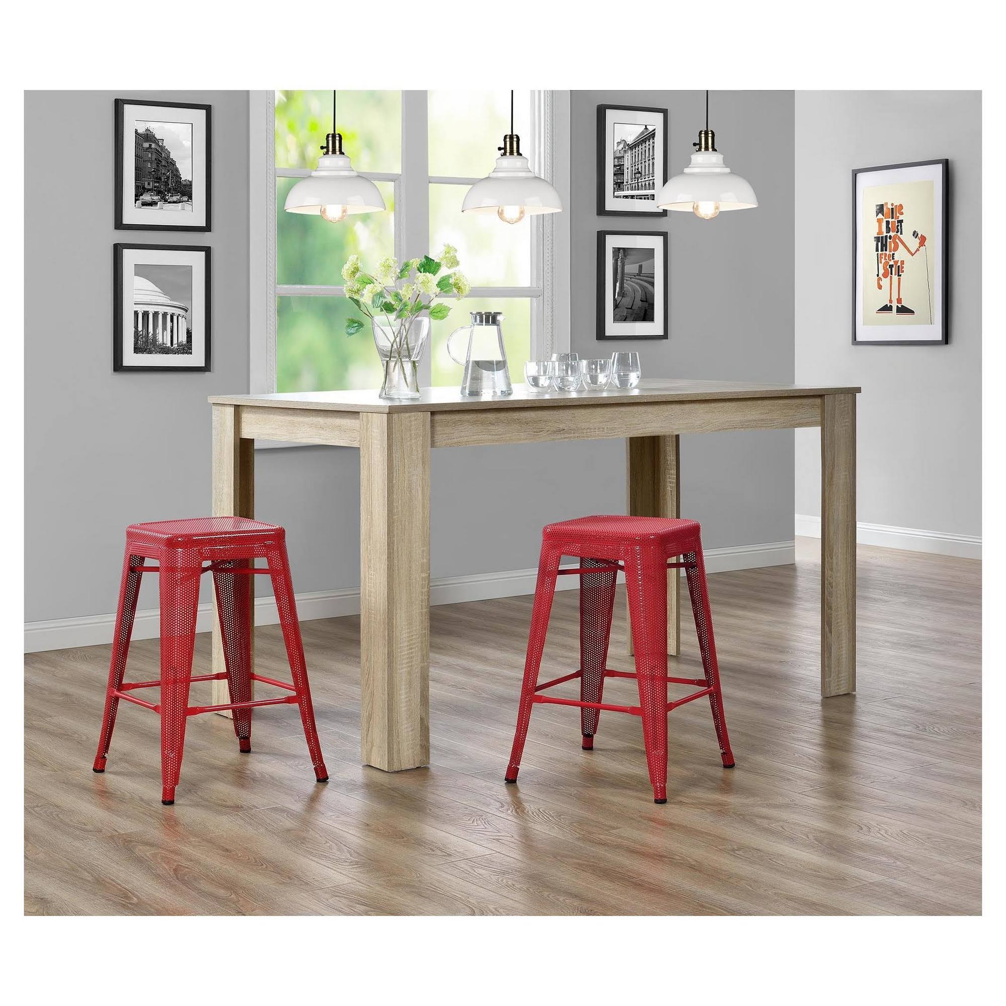 DHP Nova 24 inch Metal Mesh Backless Counter Stool, Set of 2 Red
