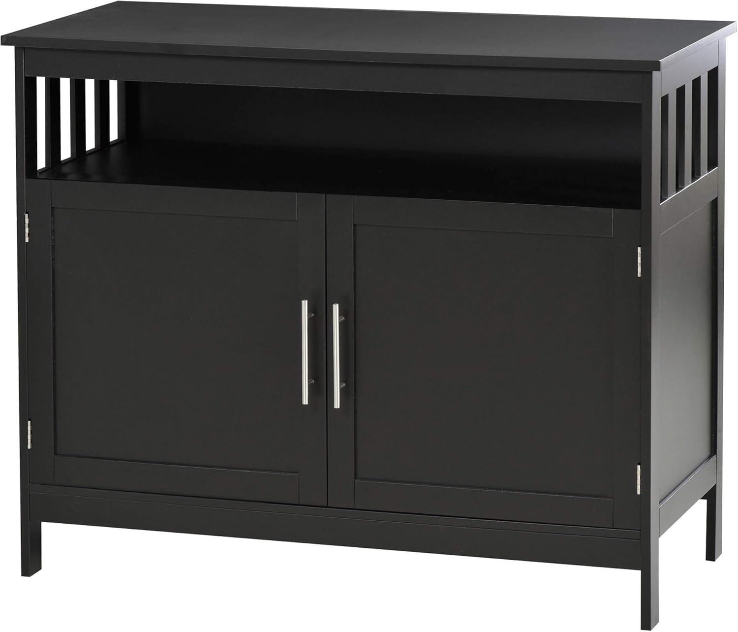 HOMCOM Kitchen Console Table/Buffet Sideboard/Wooden Storage Table with 2-Level Cabinet and Open Shelf, Black