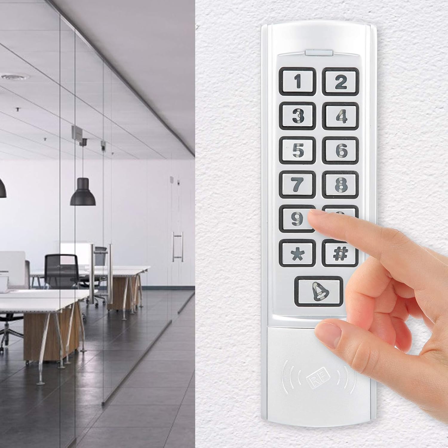 RFID Door Entry System 13.56MHz Access Control Device Door Opener, Password/IC Card Access Control for Home Security, Backlit Keyboard