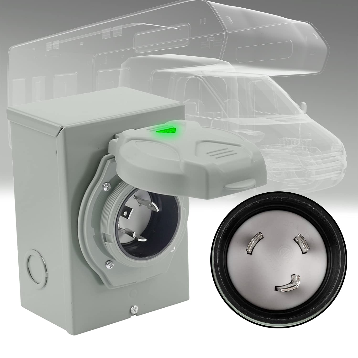 iztor 50 Amp 125/250 Volt RV/EV Power Outlet Box NEMA 14-50R Receptacle Panel Receptacle-Enclosed Lockable Weatherproof Plug ETL Listed Pack of 2