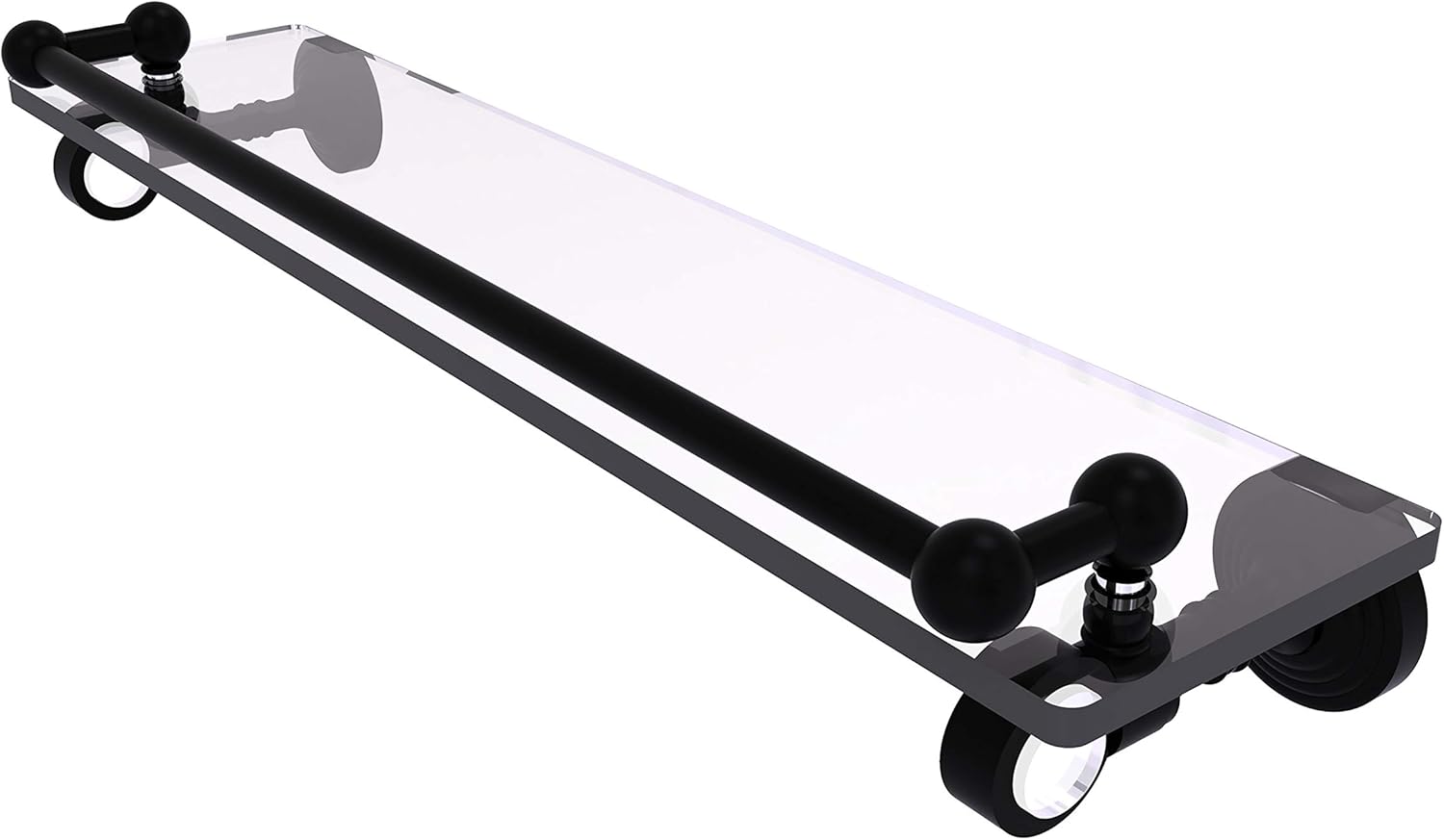 Allied Brass PG-1-22-GAL Pacific Grove Collection 22 Inch Gallery Rail Glass Shelf, Matte Black