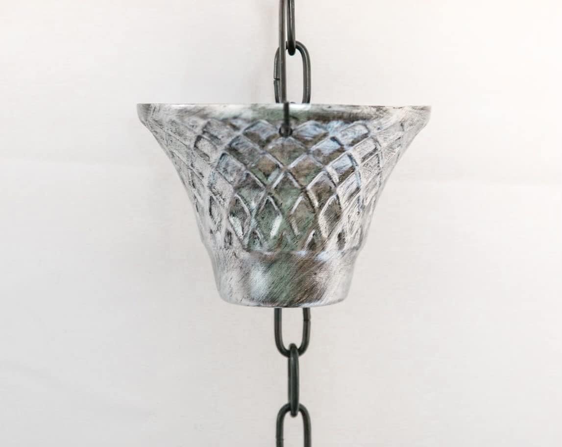 Rain Chain Iron Silver Bells - Rain Chains for Gutter - Functional Replacement for Downspout - Silver Bell Design Pack of 2