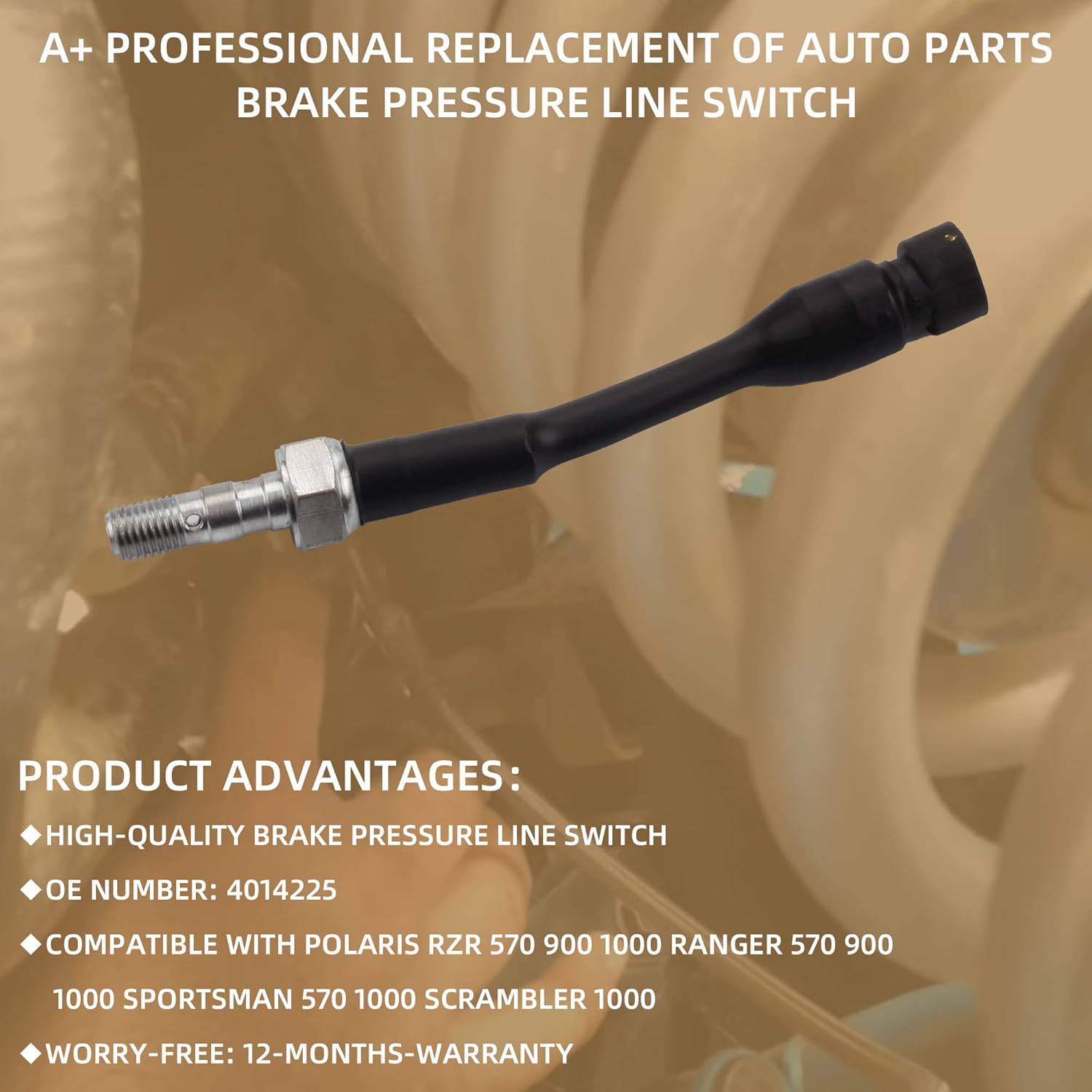 Dasbecan Brake Pressure Line Switch Compatible with Polaris RZR 570 900 1000 / Ranger 570 900 1000 / Sportsman 570 1000 / Scrambler 1000 / ACE 570 900 Replace 4014225