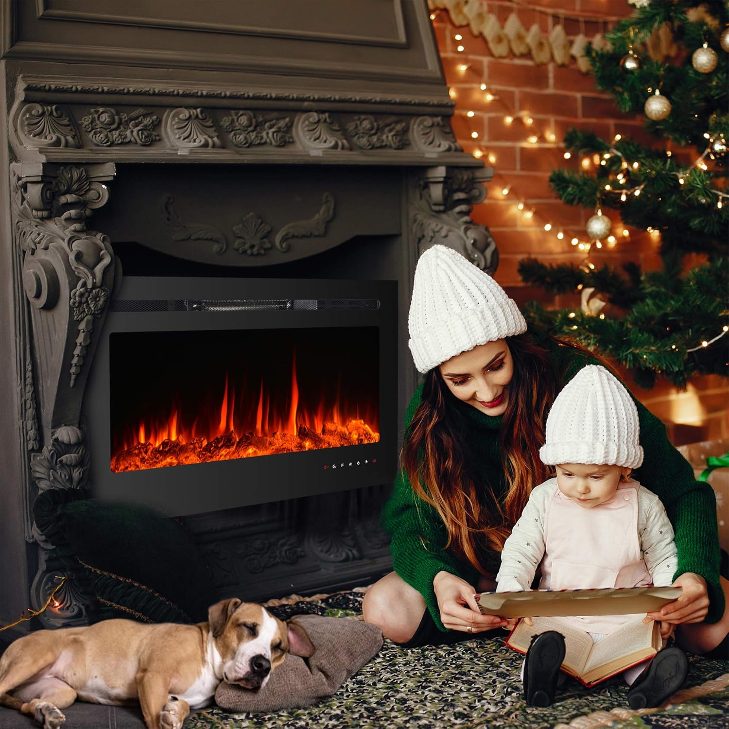 50 Inch Electric Fireplace Inserts, Wall Mounted Fireplace, Recessed Electric Fireplace, Led Fireplace, Linear Fireplace, 750/1500W