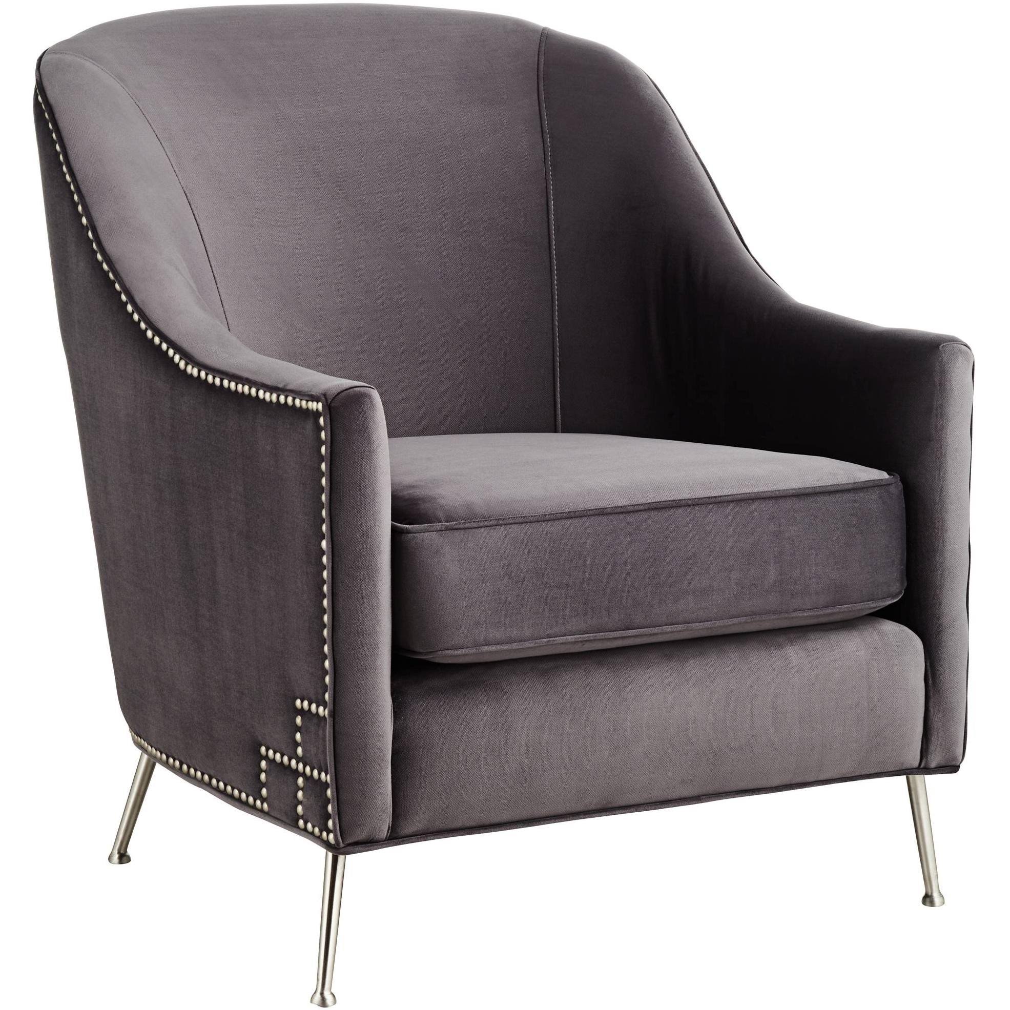 Studio 55D Elaina Velvet Dark Gray Accent Chair