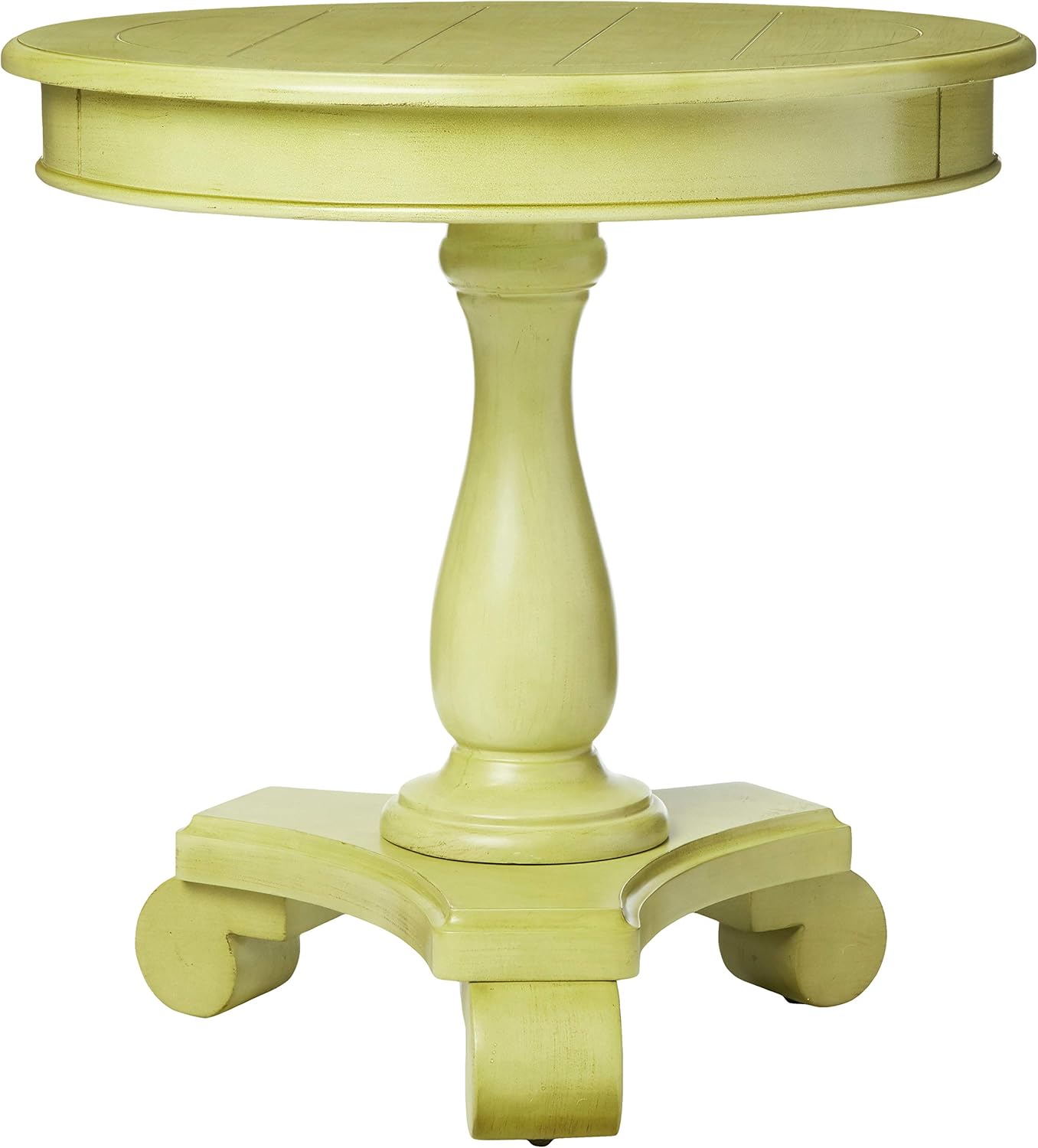 OSP Home Furnishings Avalon Hand Painted Round Accent Table, Antique Celadon