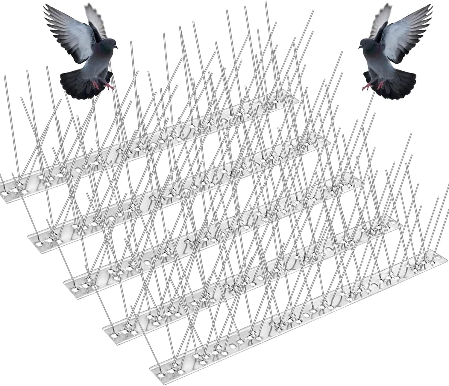 Recie 32.5 Feet Bird Spikes for Pigeons Small Birds, Premium Stainless Steel Bird Deterrent Spikes, Strong Flexible Anti Bird Spikes to Keep Birds Away (30 Pack - Unassembled)