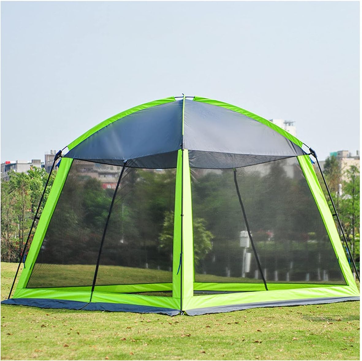 HLGQ Pop Up Gazebo, Event Shelter Party Tent, 10.8x10.8x7.87Ft, Rain Sun Protection, with Detachable Zipper Mosquito Netting, for Gardens Camping BBQ,Khaki,9.8/9.8/7.2Ft