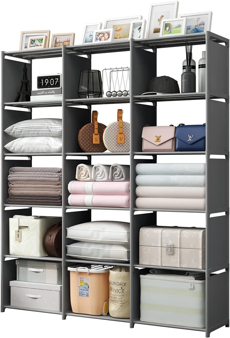 Rerii Cube Storage, Organizer Shelves, Bedroom Closet Storage, Standing Shelving Units for Living Room, Study Room, Office, 12 Cubes Pack of 2