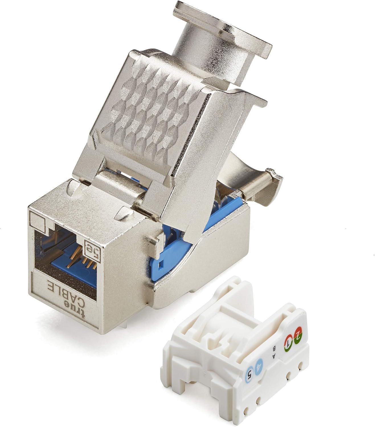 trueCABLE Cat5e Toolless Keystone Jack, Shielded (STP), PoE++ (4PPoE), UL Listed, ETL Verified, ANSI/TIA Certified, Modular RJ45 Female, 12 Pack