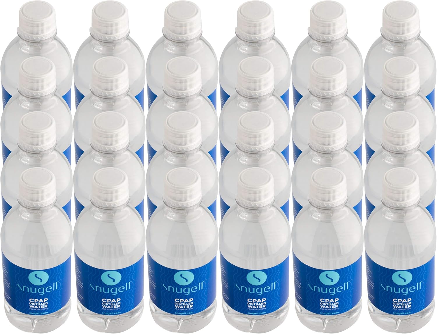 Distilled Water for CPAP Humidifiers by Snugell™ | 24 Bottle Pack 12oz H20 | Travel Friendly | 12oz H2O | Made in USA | Pack of 2