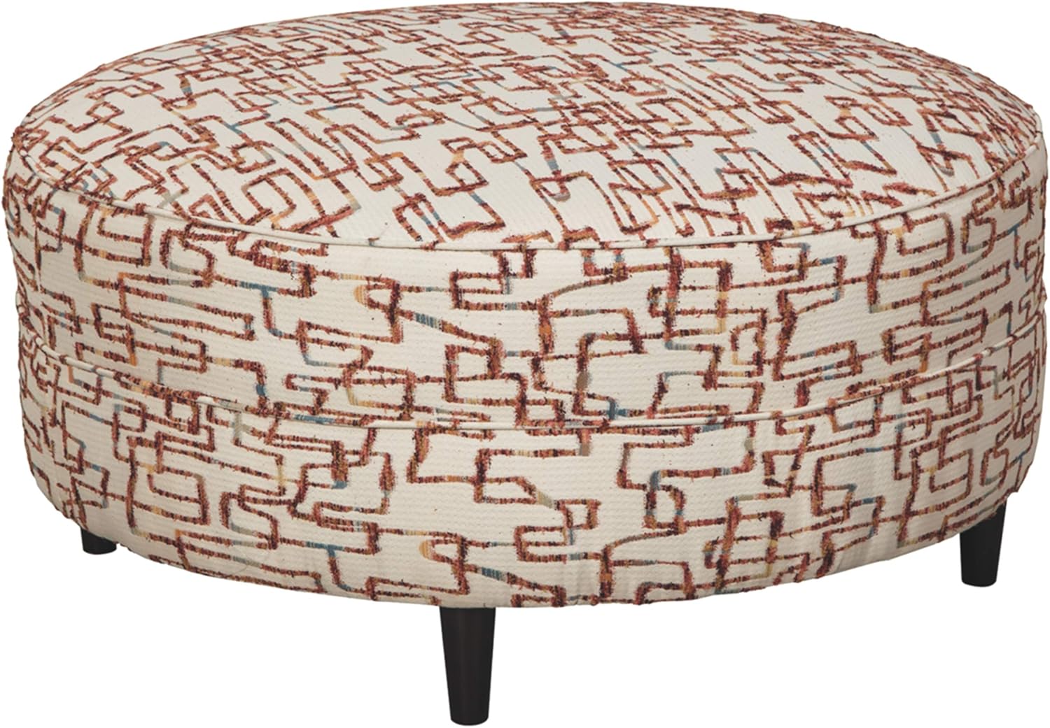 Signature Design by Ashley - Amici Unique Patterned Oversized Accent Ottoman, Beige/Red