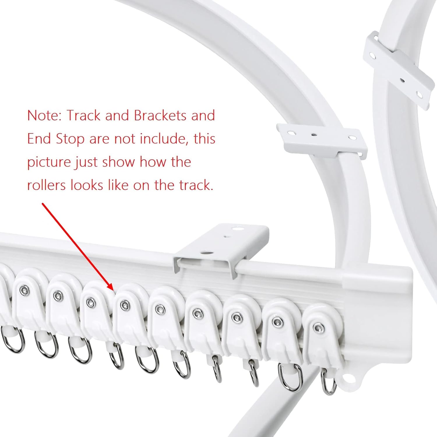 VRSS Flexible Bendable Straight Curved Curtain Track for L Shape U Shape Bay Windows Shower Curtains Room Divider DIY Mounting Accessories Include (Rollers)