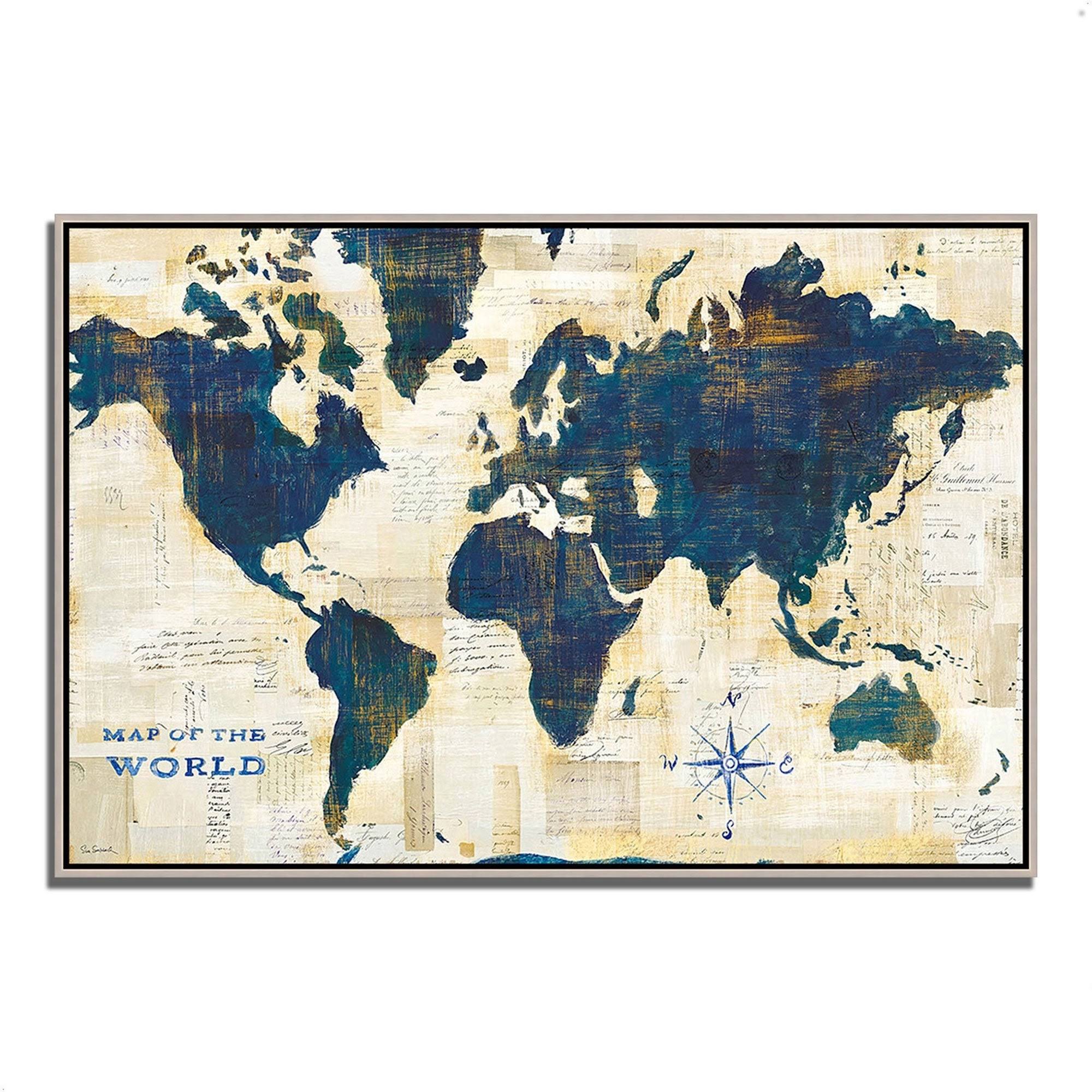 World Map Collage by Sue Schlabach, 47x22 x 32x22 Fine Art Giclee Print