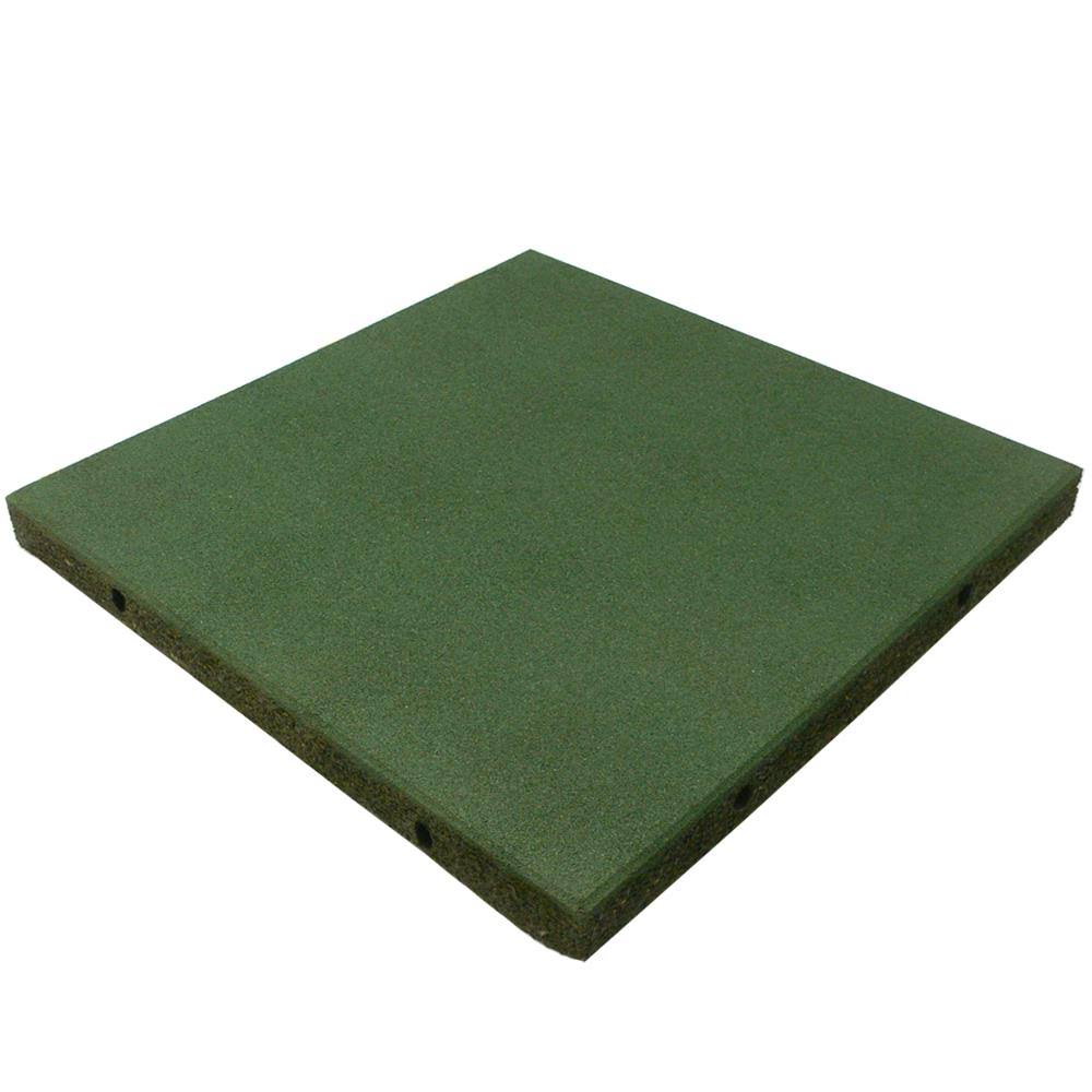 Rubber-Cal Eco-Safety Interlocking Playground Tiles - 2.50 x 19.5 x 19.5 inch - 20 Pack - 55 Square Feet Coverage - Green