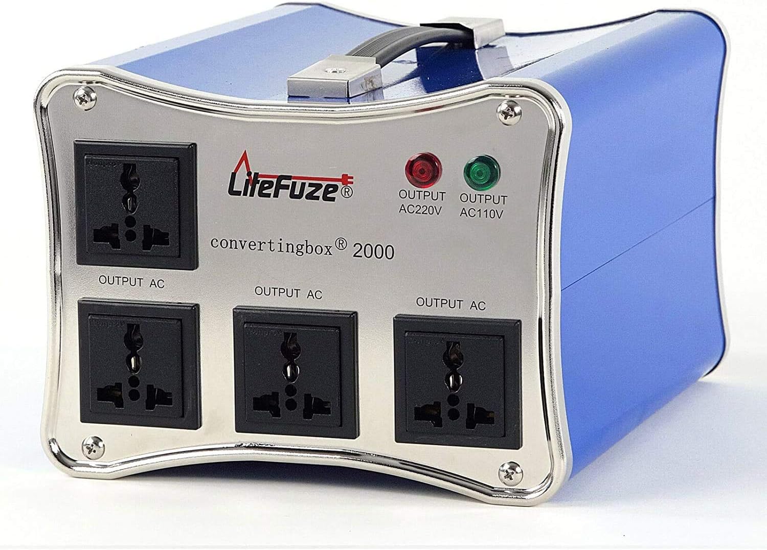 LiteFuze convertingbox 2000 Watt Auto Voltage Converter Transformer - Light Weight - Step Up/Down - Circuit Breaker - Detachable Cord [5-Years Warranty]