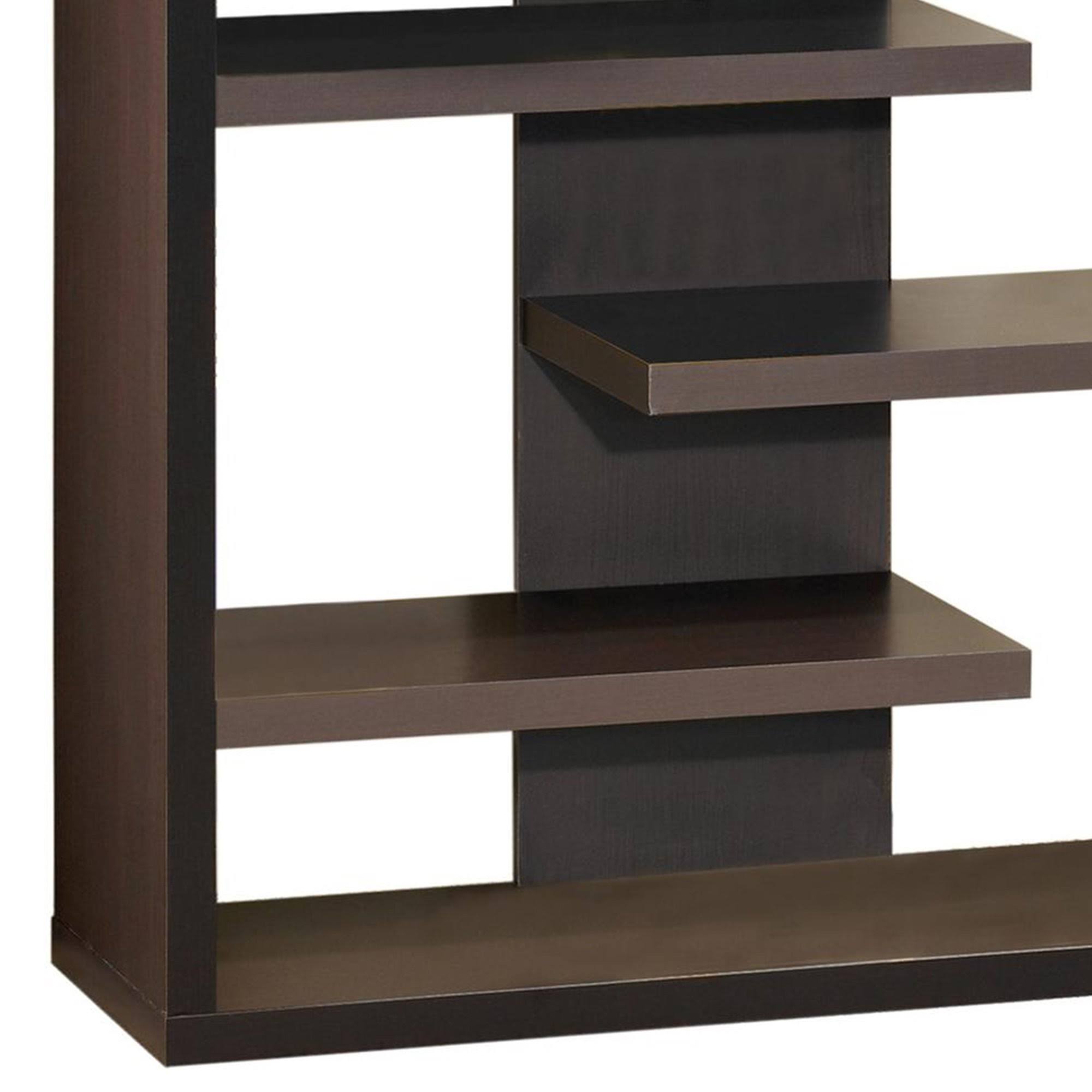 Benzara - Expressive Wooden Bookcase with Center Back PANEL, Brown