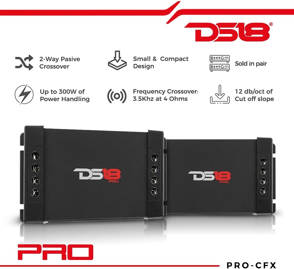 DS18 PRO-CFX Two-Way Passive Crossover 300W Car Audio Tweeter Mid Range Speaker (2 Pack) Pack of 2