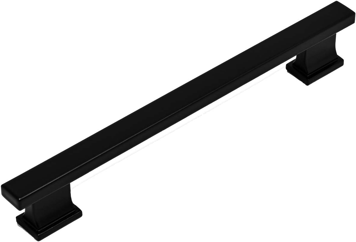 10 Pack - Cosmas 702-160FB Flat Black Contemporary Cabinet Hardware Handle Pull - 6-5/16