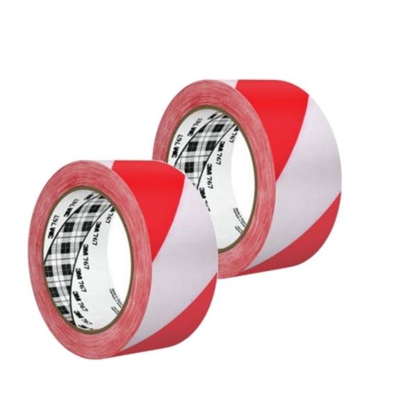 3M Hazard Warning Tape 767 Red/White 2x22 x 36 Yard Roll (2 Pack)