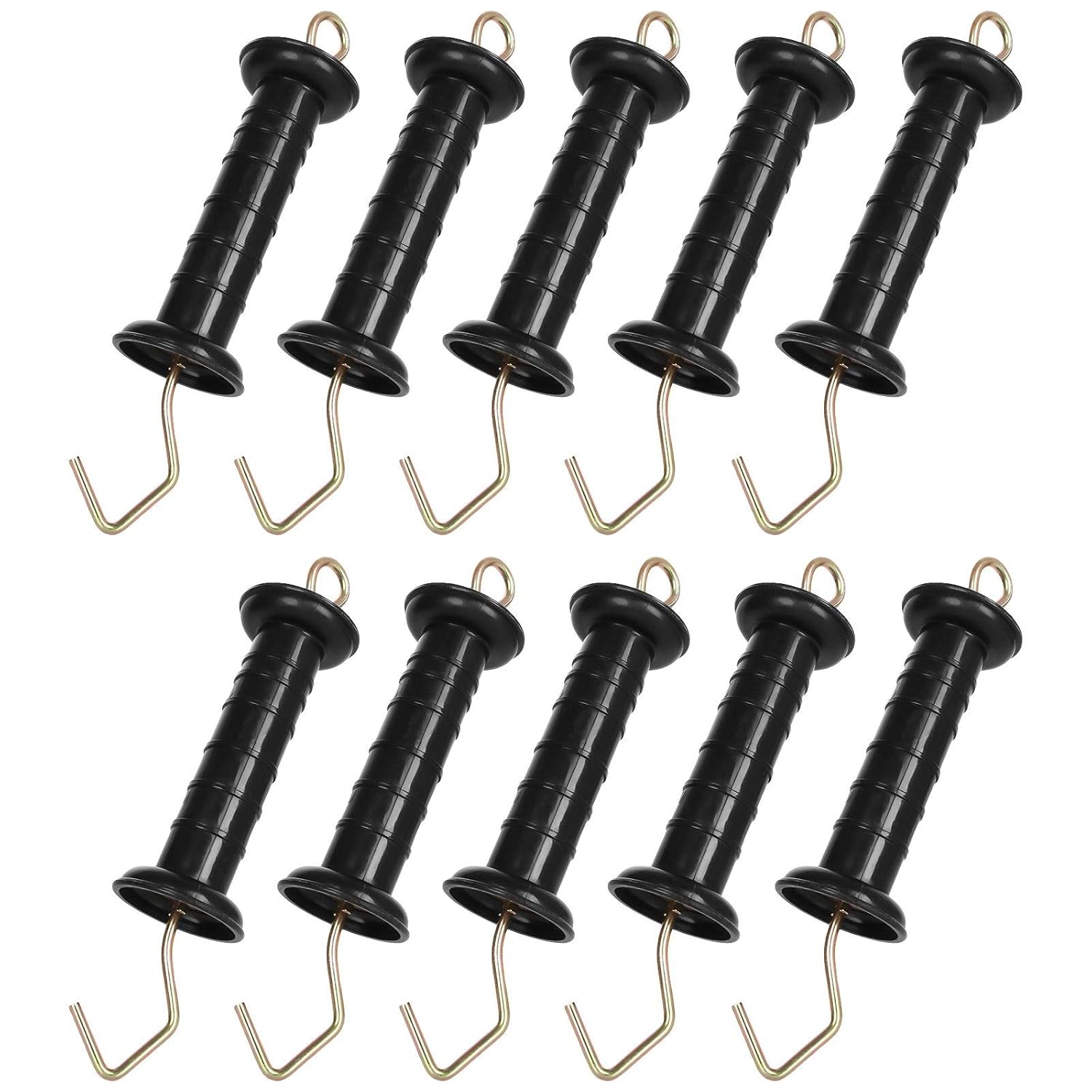 Abuff 10 Pack Electric Fence Spring Gate Handles Ranch Fence Accessories, Simple Tension Spring Fence Handle for Electric Fence, Black