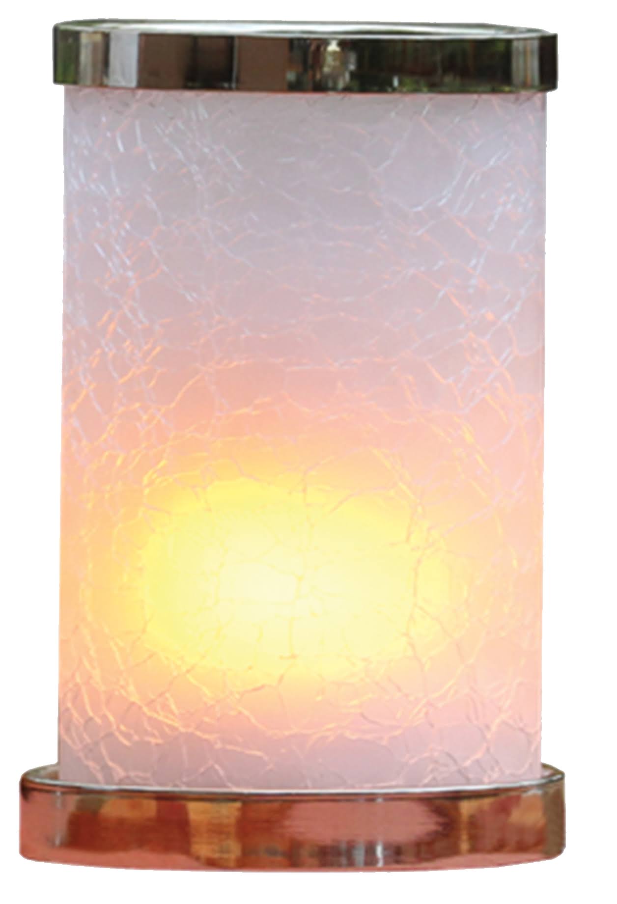 River of Goods Ambiente Flame Crackle Glass Flameless Rechargeable LED Candle with USB Adapter, White