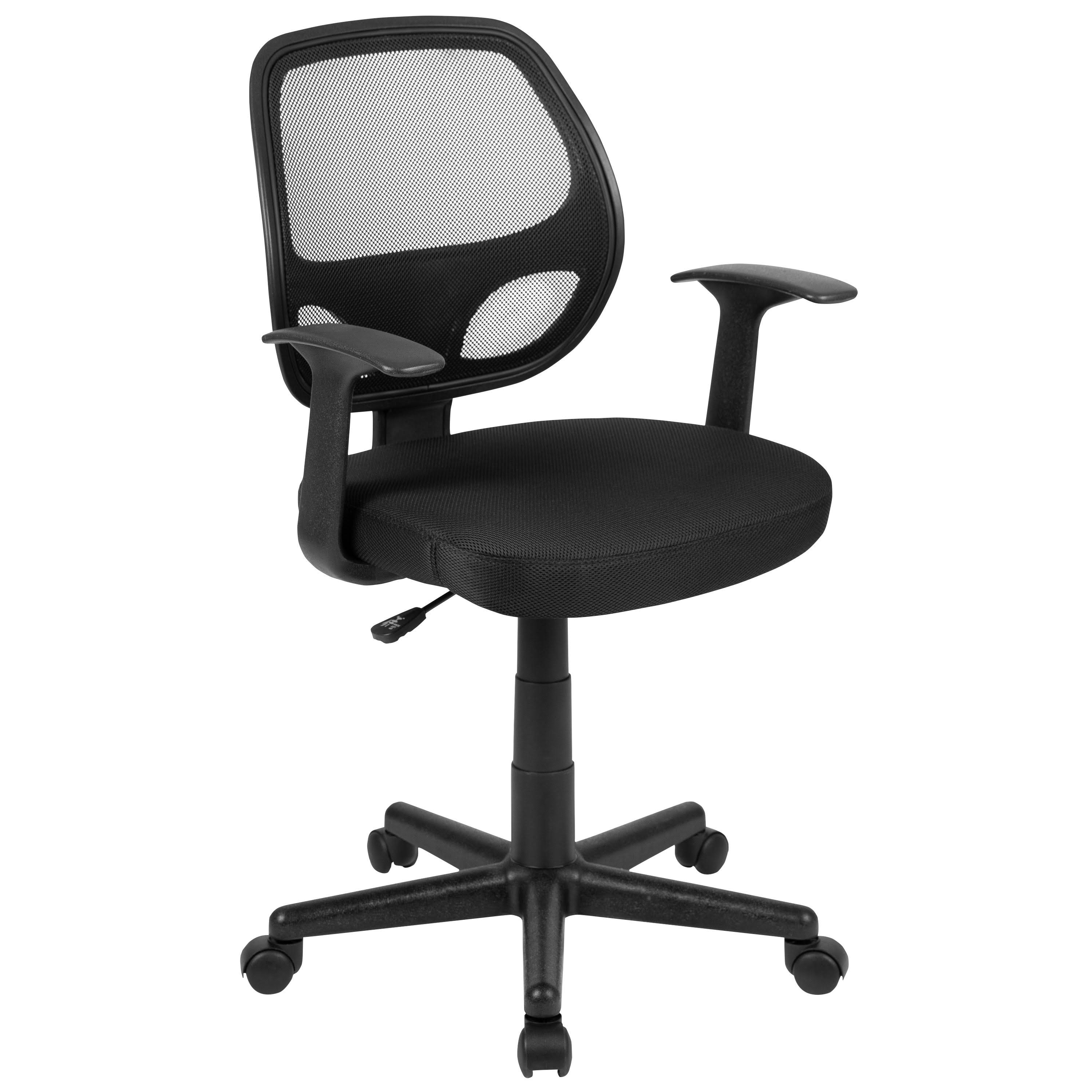 Mid-Back Mesh Swivel Ergonomic Task Office Chair - Arms - Black
