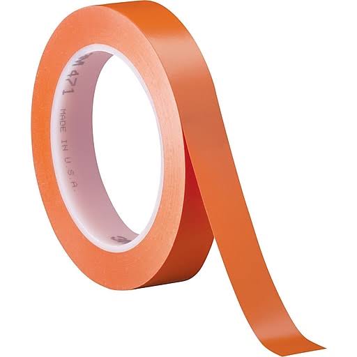 3M 1/2x22 x 36 yds. Solid Vinyl Safety Tape 471, Orange, 3/Pack