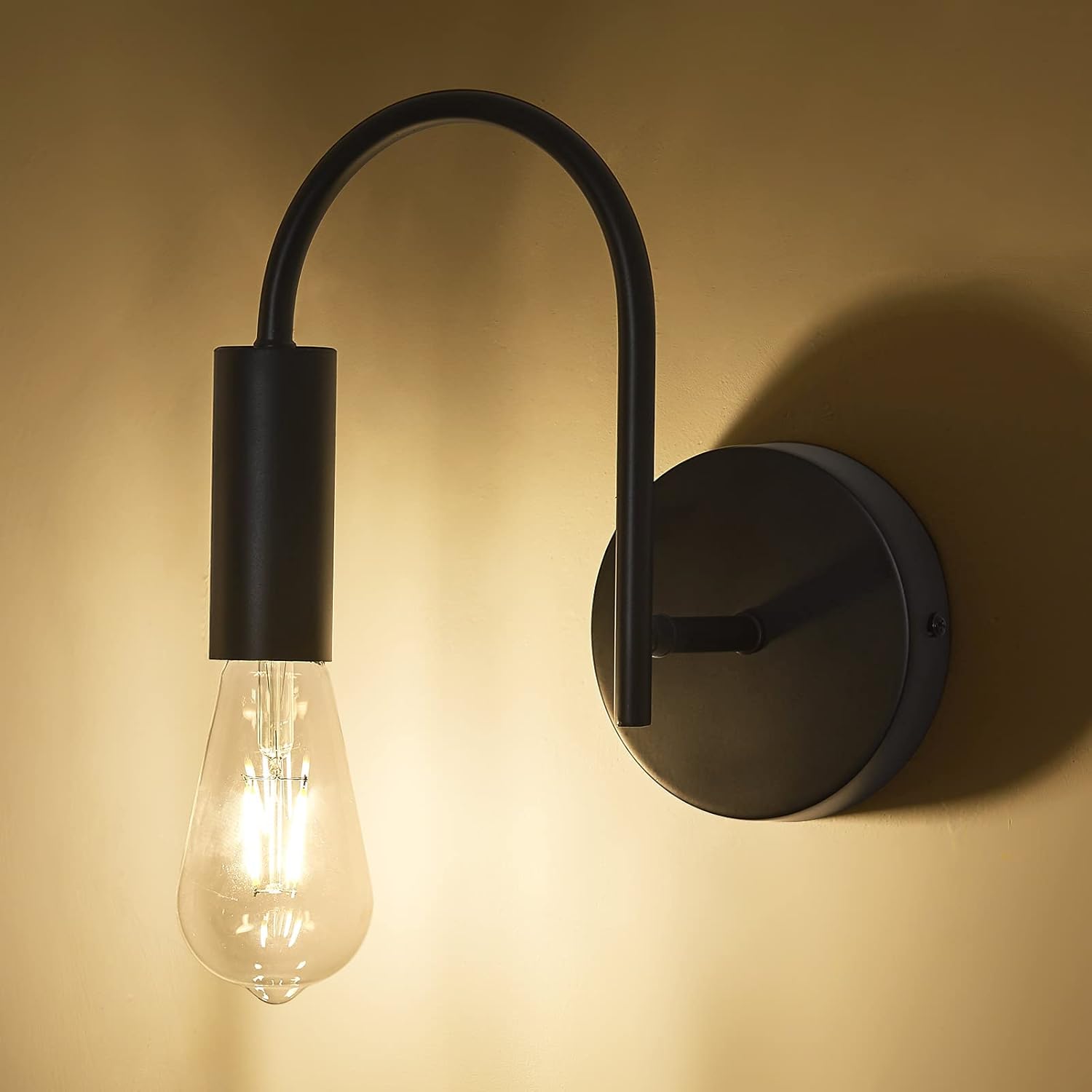 Modern Wall Sconce,Black Wall Light Fixture,1-Light Metal Wall Light for Foyer Bedroom Living Room Dining Room.