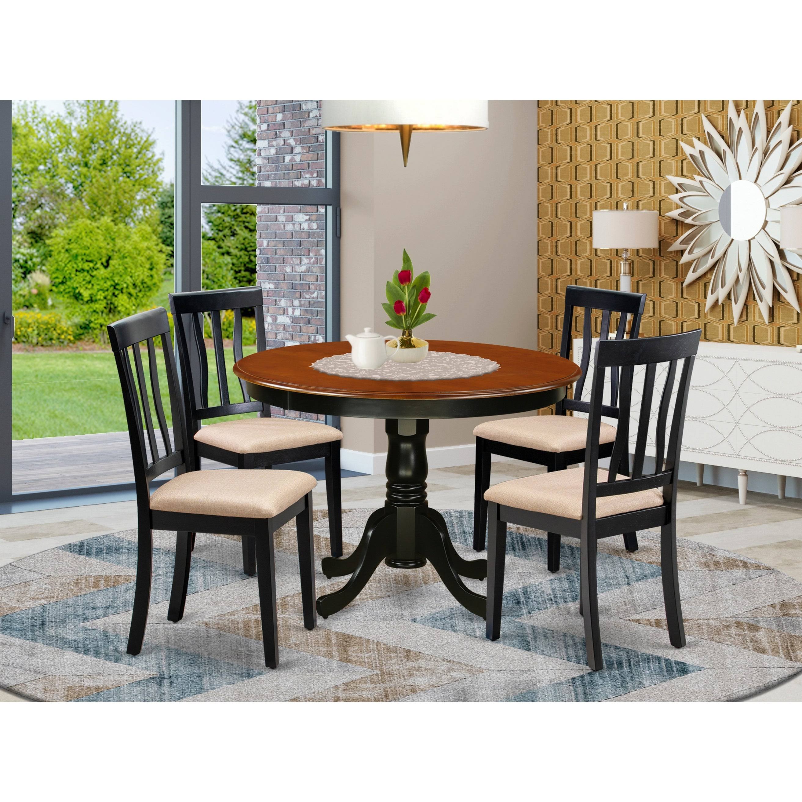 East West Furniture Hartland 5 Piece Splat Back Dining Table Set