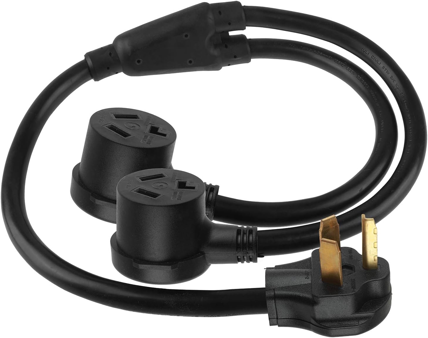 Dryer 3 Prong Splitter, 10-30P Splitter 10-30R Female Receptacle, 3FT STW 10AWG/3 3 Prong Dryer Y Split Plug Cord Adapter 30AMP, 250 Volt. Pack of 2