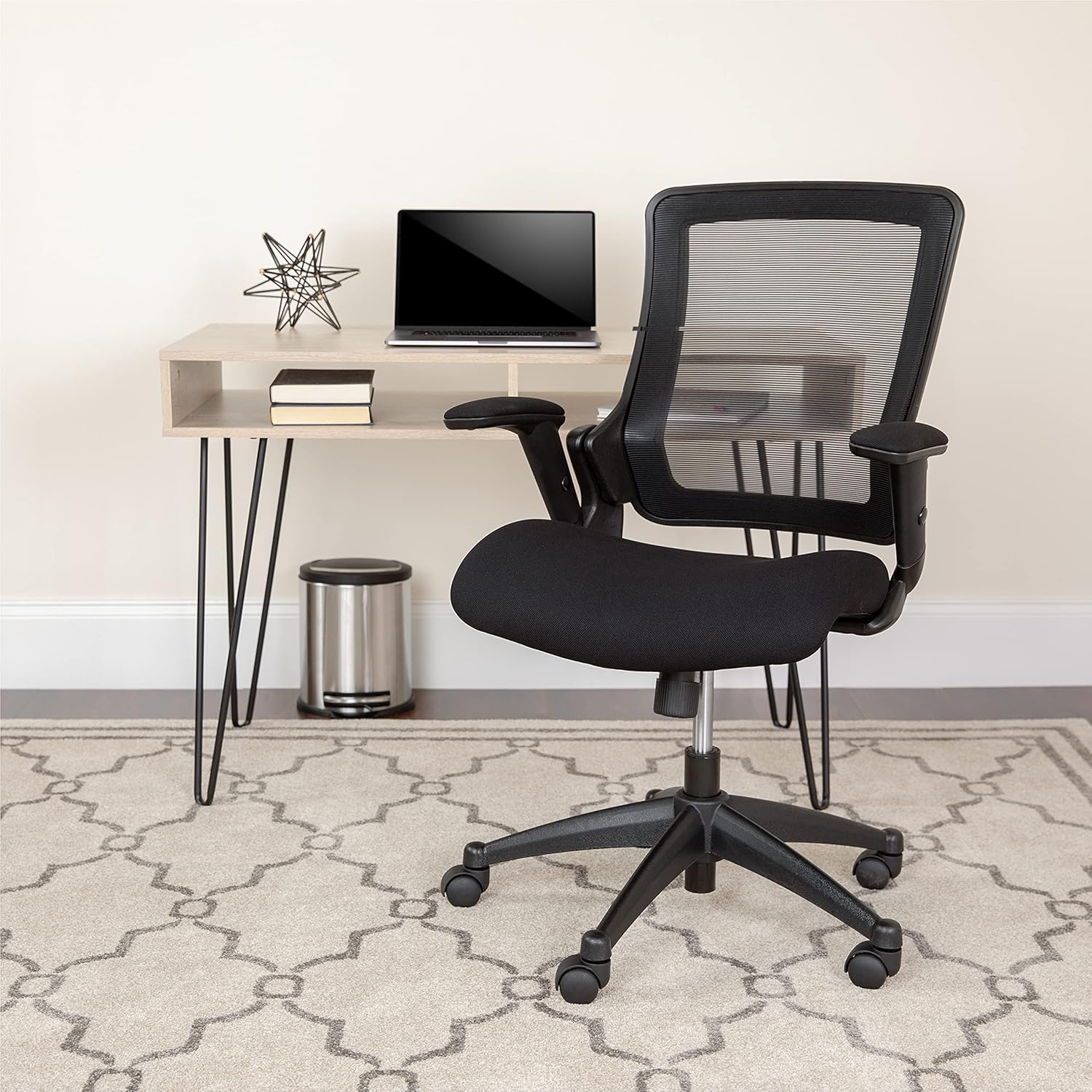 Flash Furniture Mid-Back Black Mesh Executive Swivel Office Chair with Molded Foam Seat and Adjustable Arms