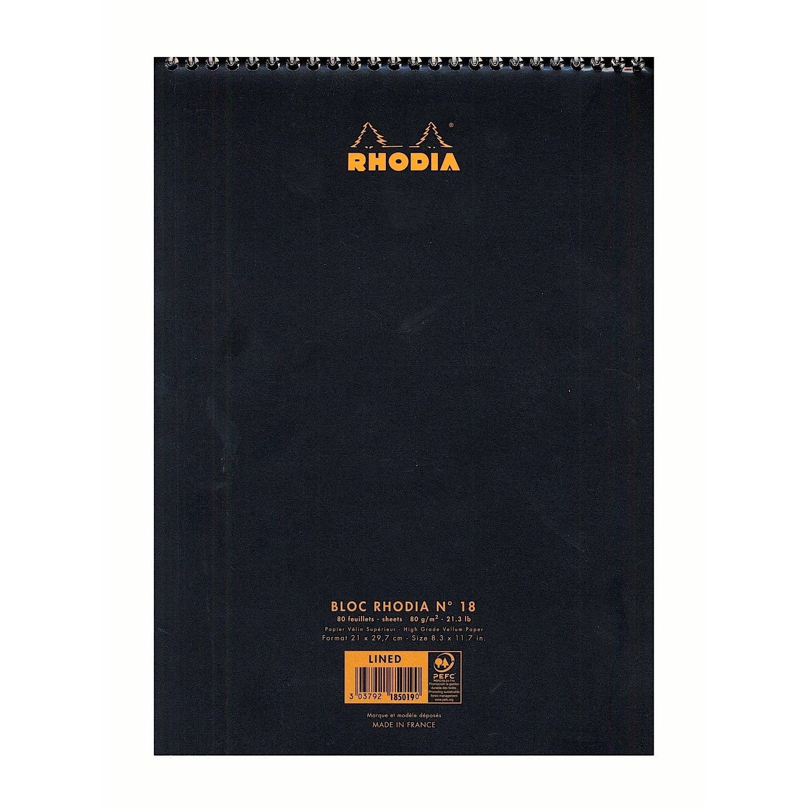 Rhodia Wirebound Notebooks Graph 8 1/4 in. x 12 1/2 in. Black [Pack of 5 ]