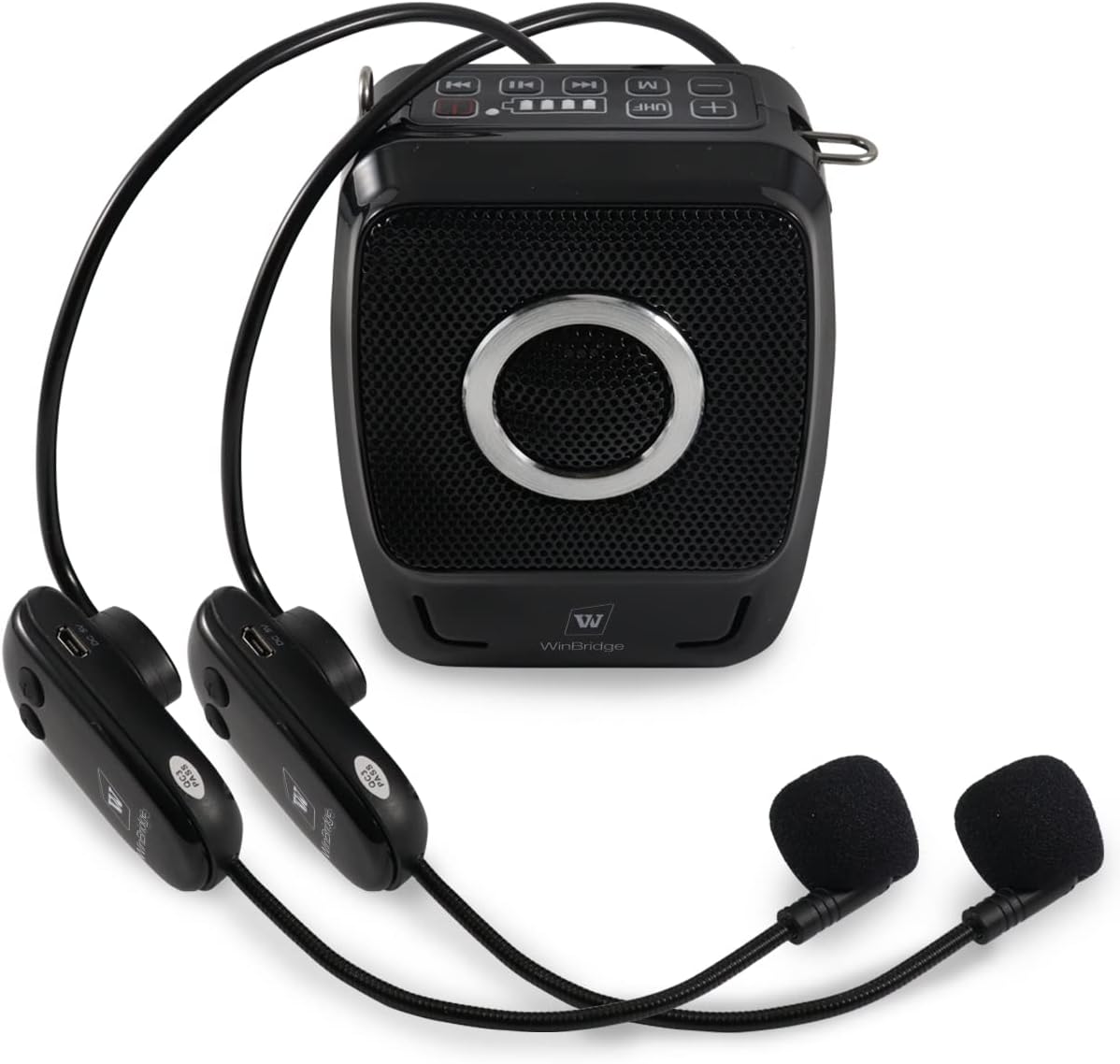 Wireless Voice Amplifier with Two Wireless Headset Microphone, 25W Wireless PA System Portable Rechargeable Bluetooth Speaker Loudspeaker for Teachers Yoga Instructors etc