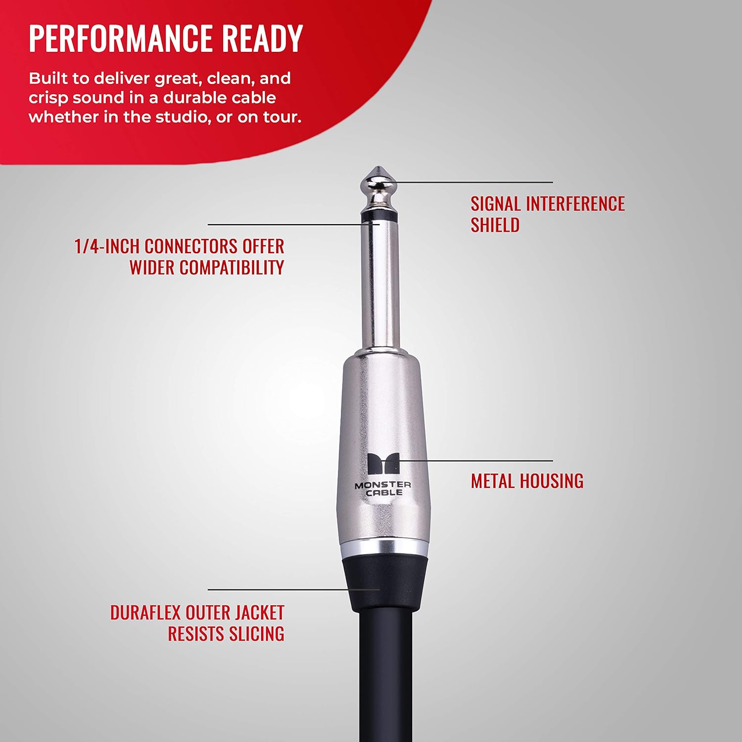 Monster Prolink Performer 600 Speaker Cable: 6 ft, Straight 1/4 Plugs Pack of 2