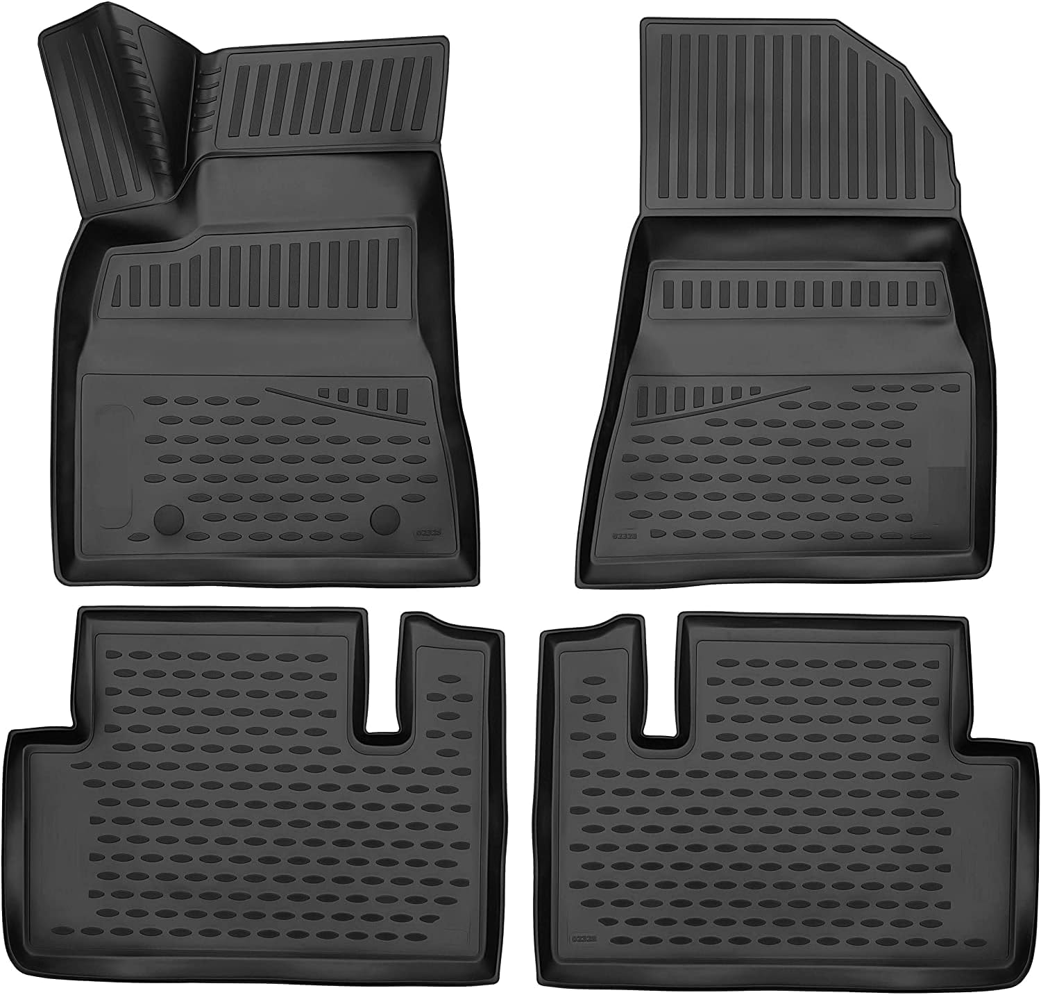 Fits 2017-2022 Tesla Model 3 Floor Mats Front & 2nd Row Seat Liner Set All Weather Full Set Liners (Black)
