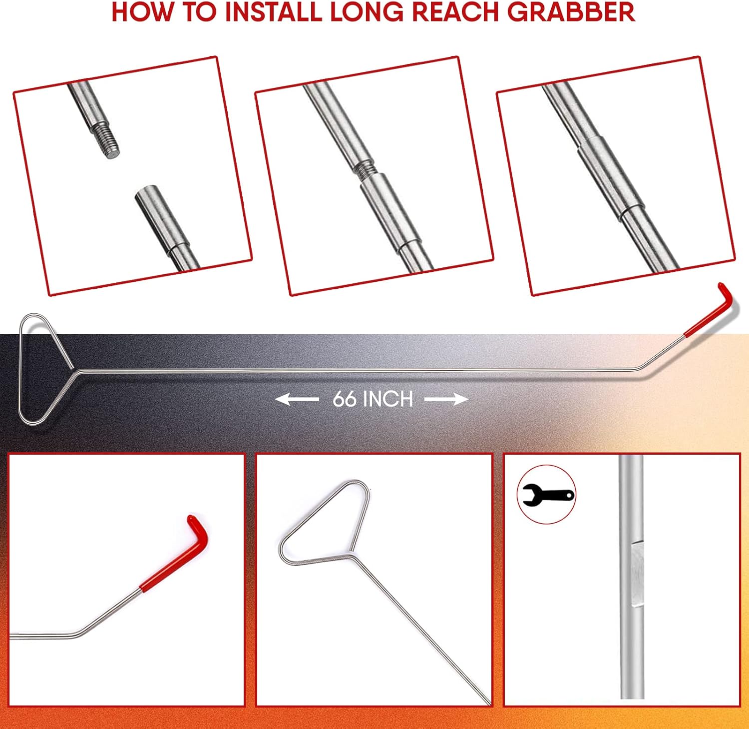 EmergencyAutoTools Universal Car Tool Kit - 9 Piece Vehicle Auto Emergency Tool Set - Long Reach Grabber, Air Wedge Pump, Non-marring Wedges, Pry Tool, Carrying Case Bag