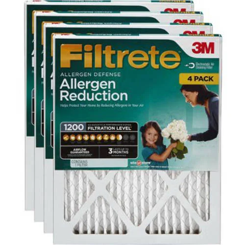 Filtrete 14x14x1 Allergen Reduction HVAC Furnace Air Filter 1200 MPR Pack of 4 Filters