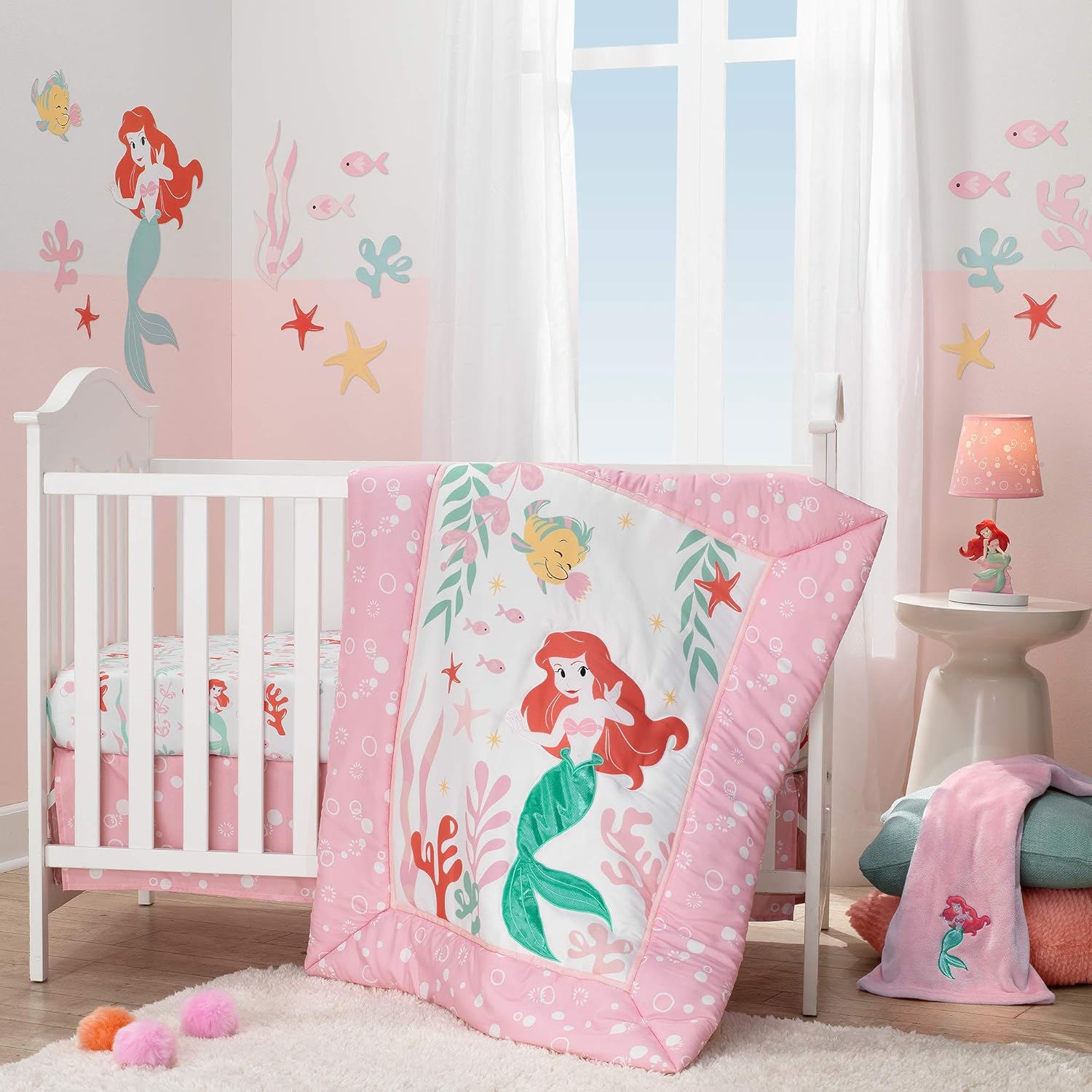 Lambs & Ivy Ariel's Grotto 3Piece Crib Bedding Set, Pink Pack of 2