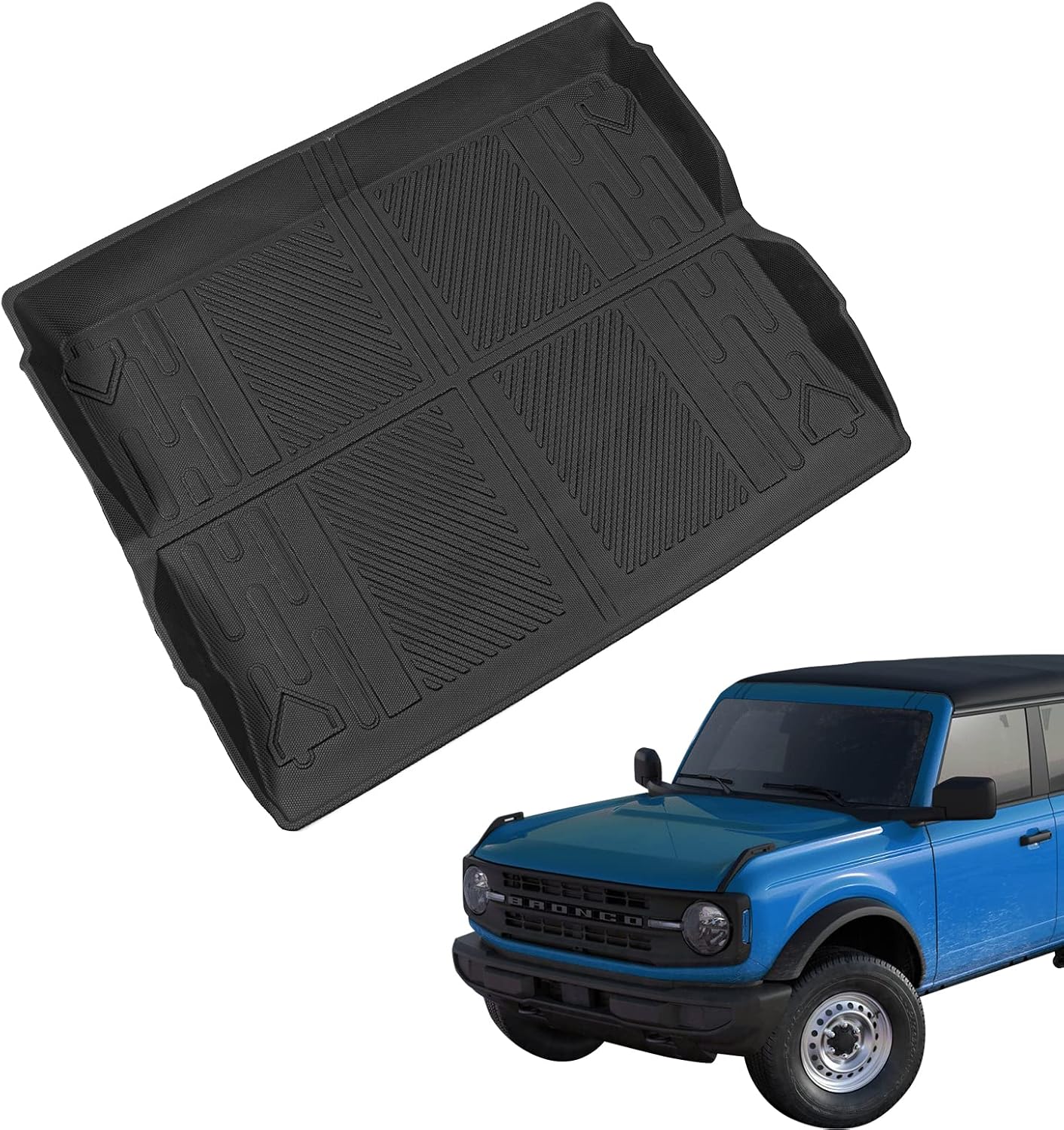 Rongtaod Cargo Liners Bronco 2021 2022 Cargo mats Trunk Liners Trunk Mats All Weather TPE Black Pack of 2