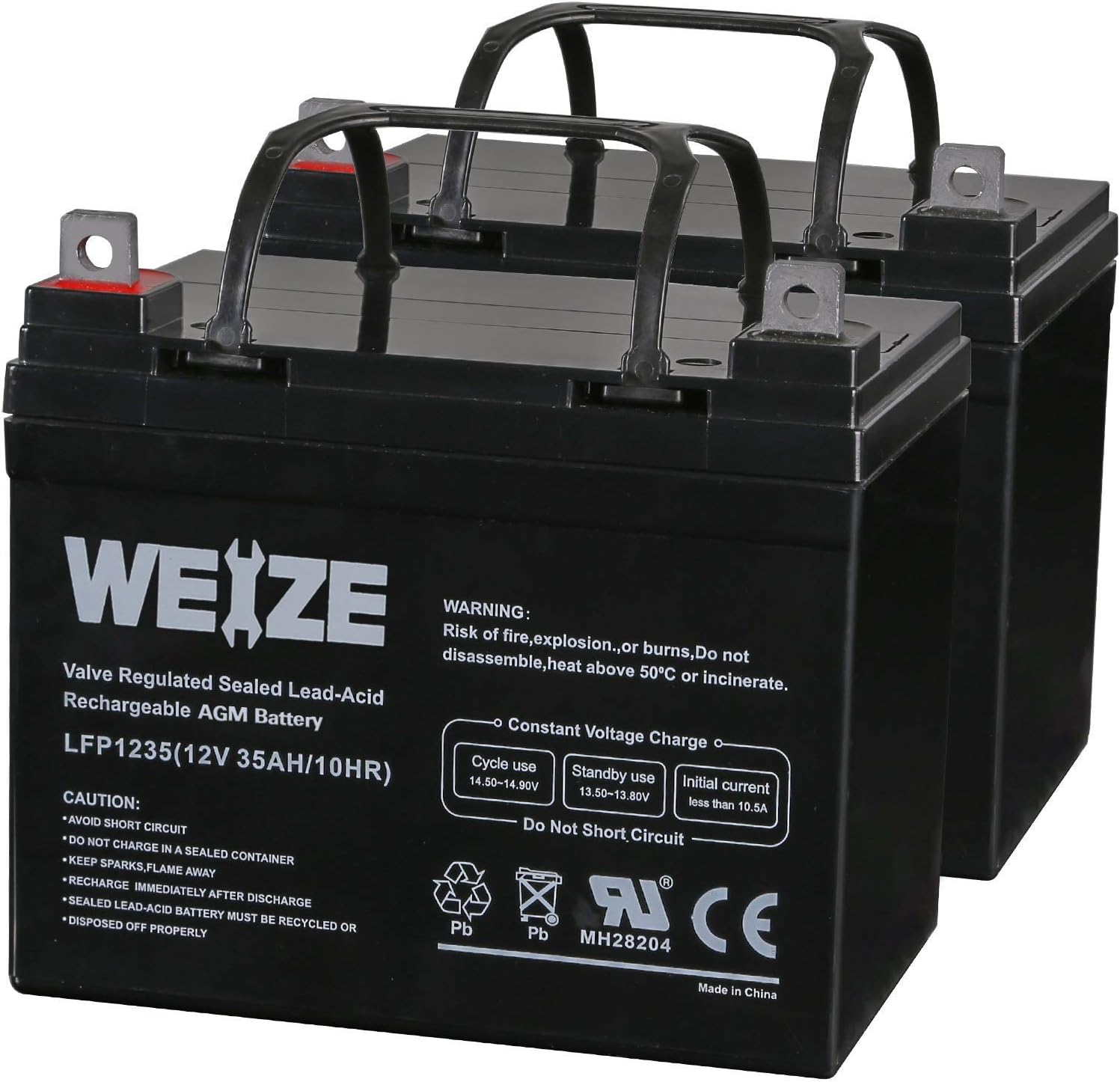 Weize 12V 35AH Deep Cycle Battery for Scooter Pride Mobility Jazzy Select Electric Wheelchair - 2 Pack in Series 24V