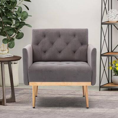 Accent Chair Ieisure Single Sofa with Rose Golden Feet Mercer41 Fabric: Gray Velvet