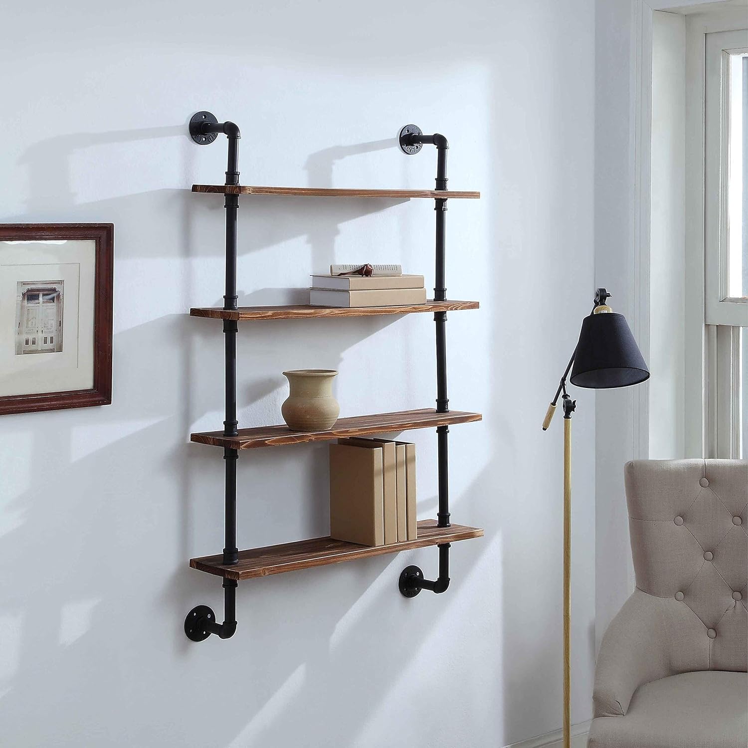 4D Concepts Anacortes SHELFS, Black Pipe/Brown Shelves
