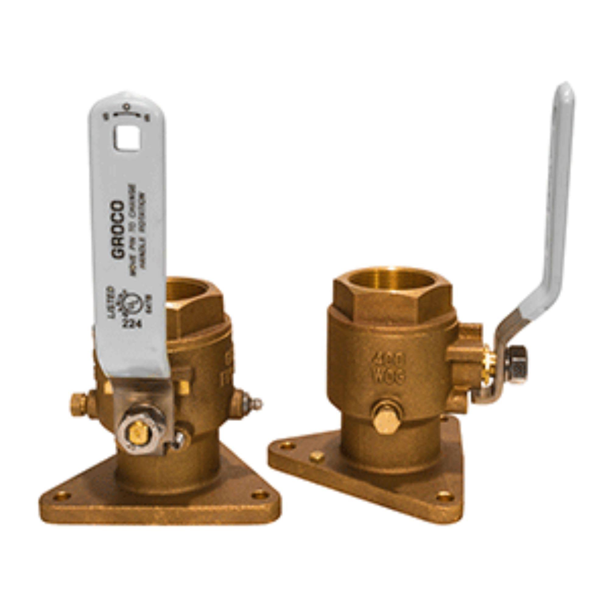 Groco FBV-1250 1-1/4x22 Bronze Tri-Flanged Ball Valve/Seacock