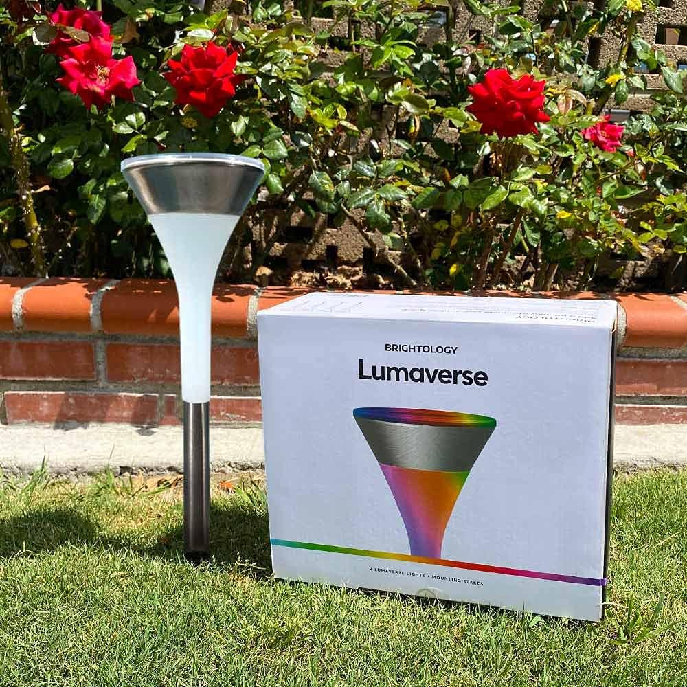 Lumaverse - Solar Powered Multi-Colored Flare Stake Lights, Colorful Landscape Lighting for Patios, Pathways, and Lawns, Weather Resistant, Auto On and Off, Pack of 4 Pack of 2