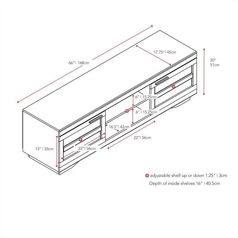 Atlin Designs 66x22 Wood Veneer TV Stand in Mocha Black