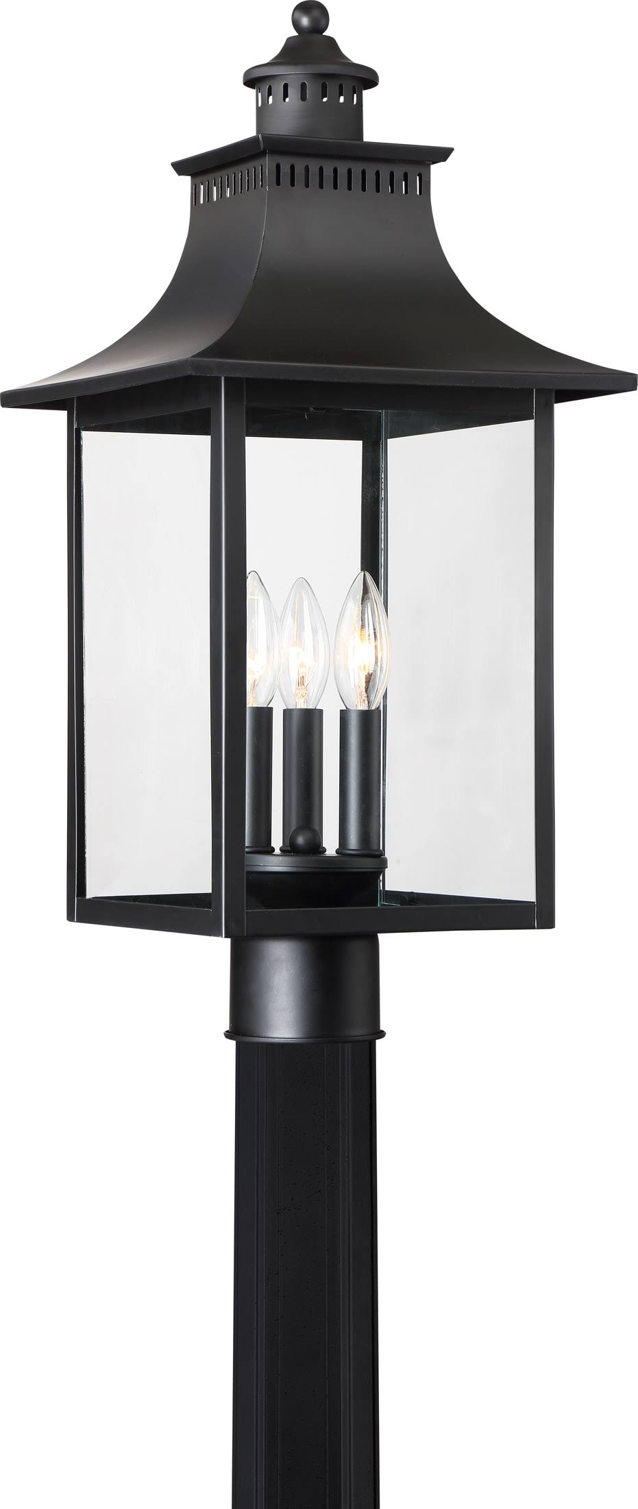 Quoizel - CCR9010K - Three Light Outdoor Post Lantern - Chancellor - Mystic Black
