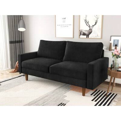 Morro 69.68x22 Velvet Square Arm Sofa Corrigan Studio Fabric: Black Velvet