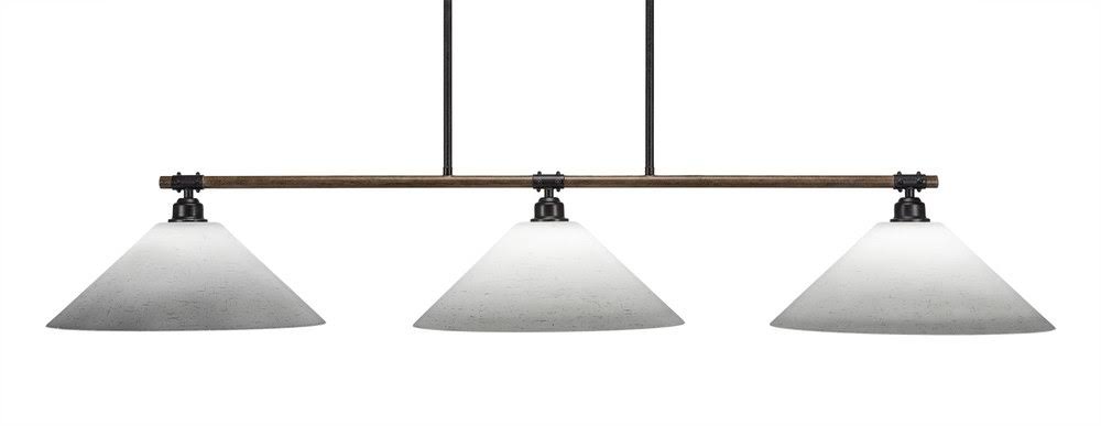 Toltec Lighting-Blacksmith - Three Light Billiard/Island White Muslin 1763-318
